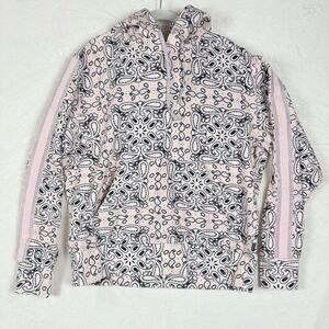 Converse Hoodie Women Sz Medium Pink Black Bandana Paisley Miley Cyrus Print